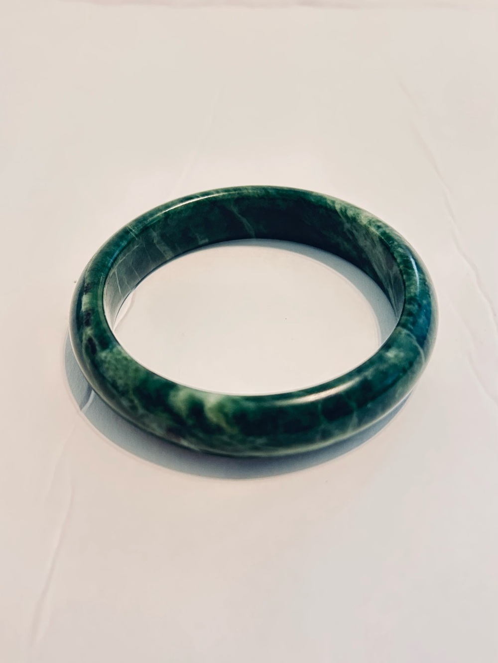 Green Marbled Jade Bangle Bracelet